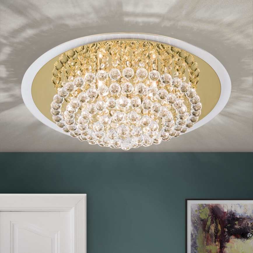 Crystal ceiling light GLORIA 9xG9/40W/230V d. 62 cm gold