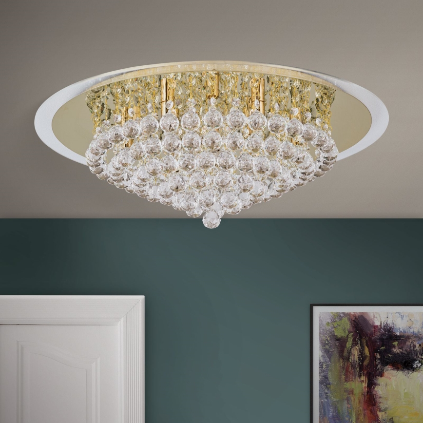 Crystal ceiling light GLORIA 9xG9/40W/230V d. 62 cm gold