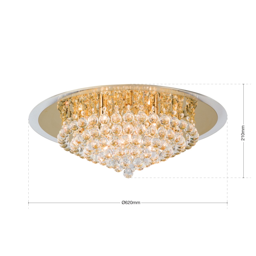 Crystal ceiling light GLORIA 9xG9/40W/230V d. 62 cm gold