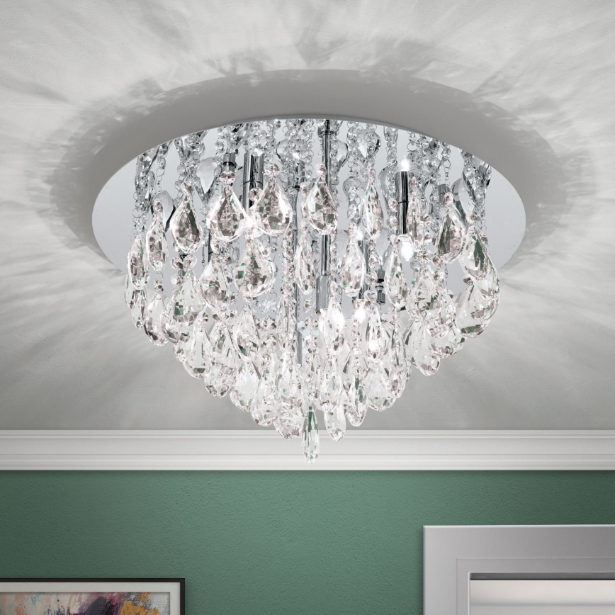 Crystal ceiling light CELESTE 6xG9/40W/230V d. 45 cm shiny chrome