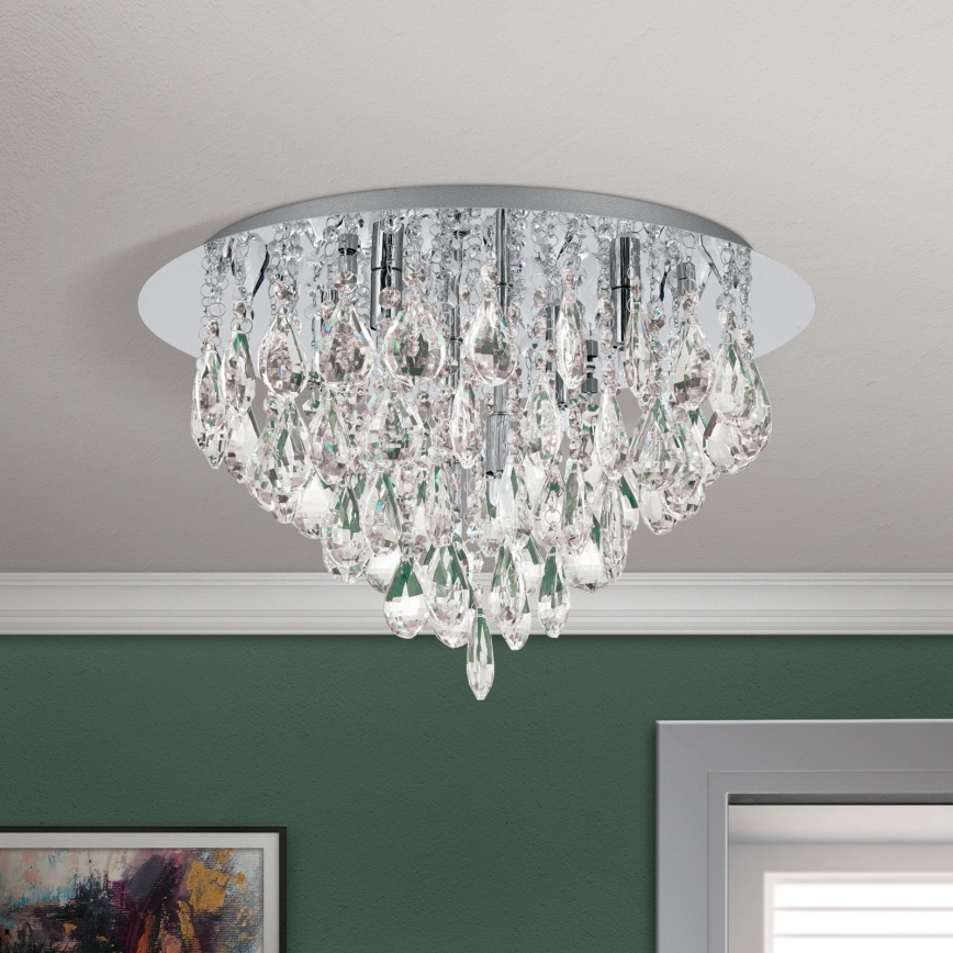 Crystal ceiling light CELESTE 6xG9/40W/230V d. 45 cm shiny chrome