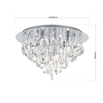 Crystal ceiling light CELESTE 6xG9/40W/230V d. 45 cm shiny chrome