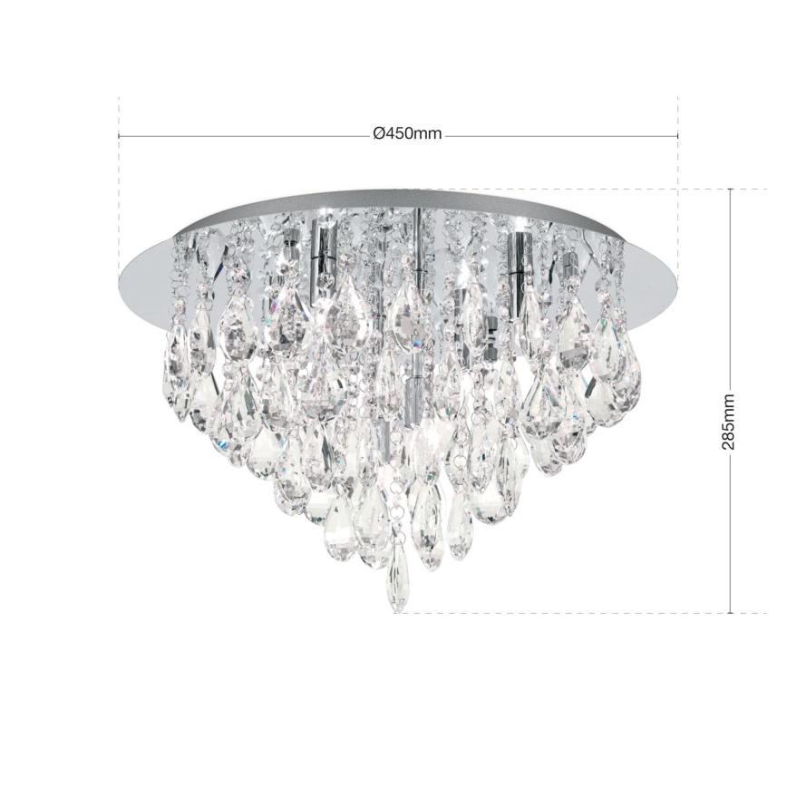 Crystal ceiling light CELESTE 6xG9/40W/230V d. 45 cm shiny chrome