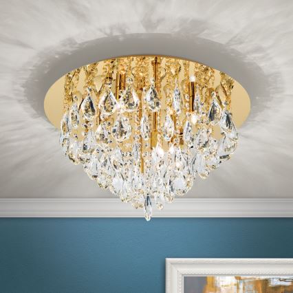 Crystal ceiling light CELESTE 6xG9/40W/230V d. 45 cm gold