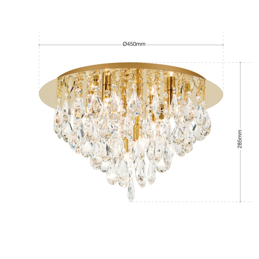 Crystal ceiling light CELESTE 6xG9/40W/230V d. 45 cm gold