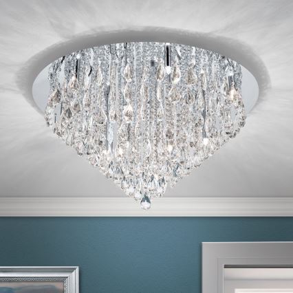 Crystal ceiling light CELESTE 12xG9/40W/230V d. 75 cm shiny chrome