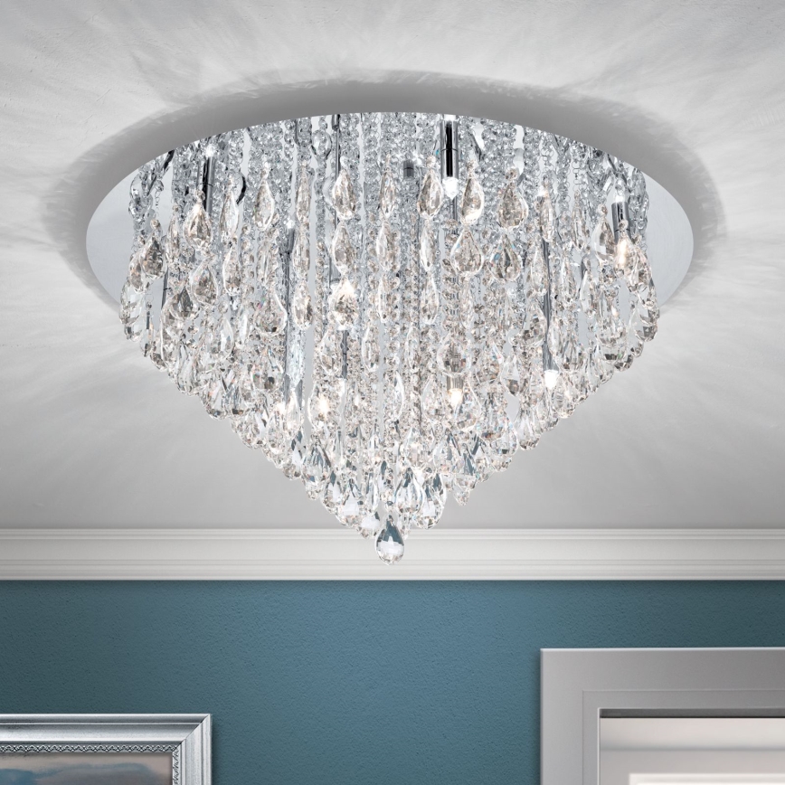 Crystal ceiling light CELESTE 12xG9/40W/230V d. 75 cm shiny chrome