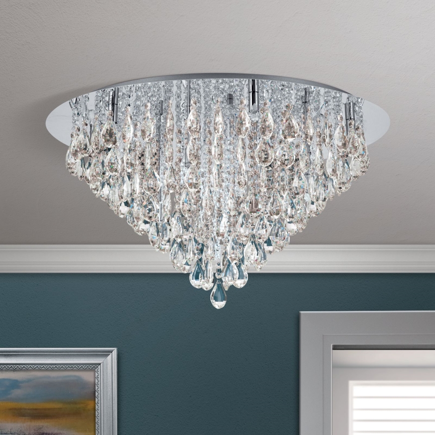 Crystal ceiling light CELESTE 12xG9/40W/230V d. 75 cm shiny chrome