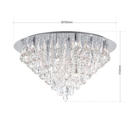 Crystal ceiling light CELESTE 12xG9/40W/230V d. 75 cm shiny chrome