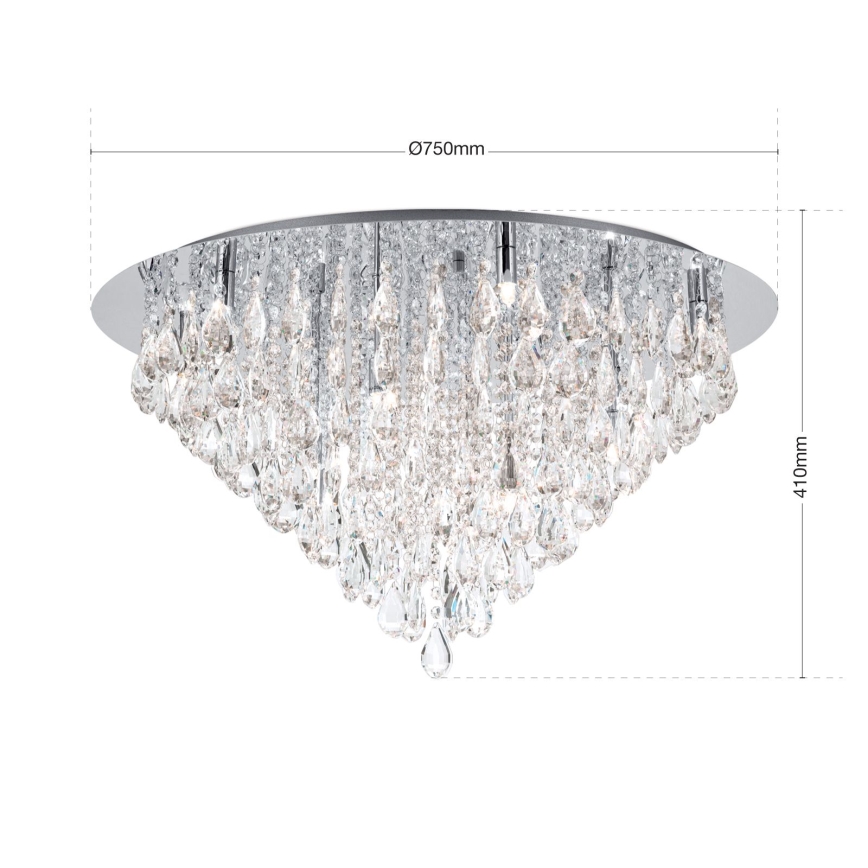 Crystal ceiling light CELESTE 12xG9/40W/230V d. 75 cm shiny chrome
