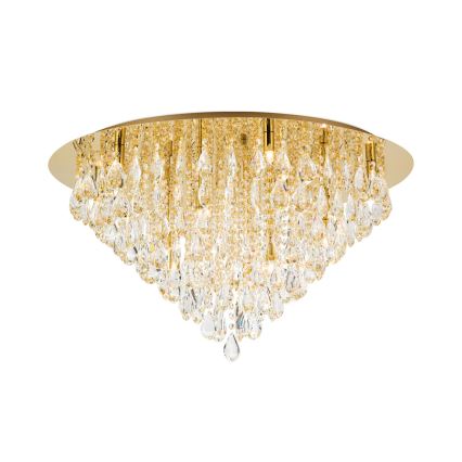 Crystal ceiling light CELESTE 12xG9/40W/230V d. 75 cm gold