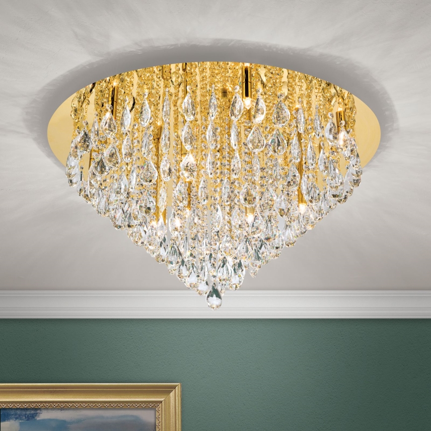 Crystal ceiling light CELESTE 12xG9/40W/230V d. 75 cm gold