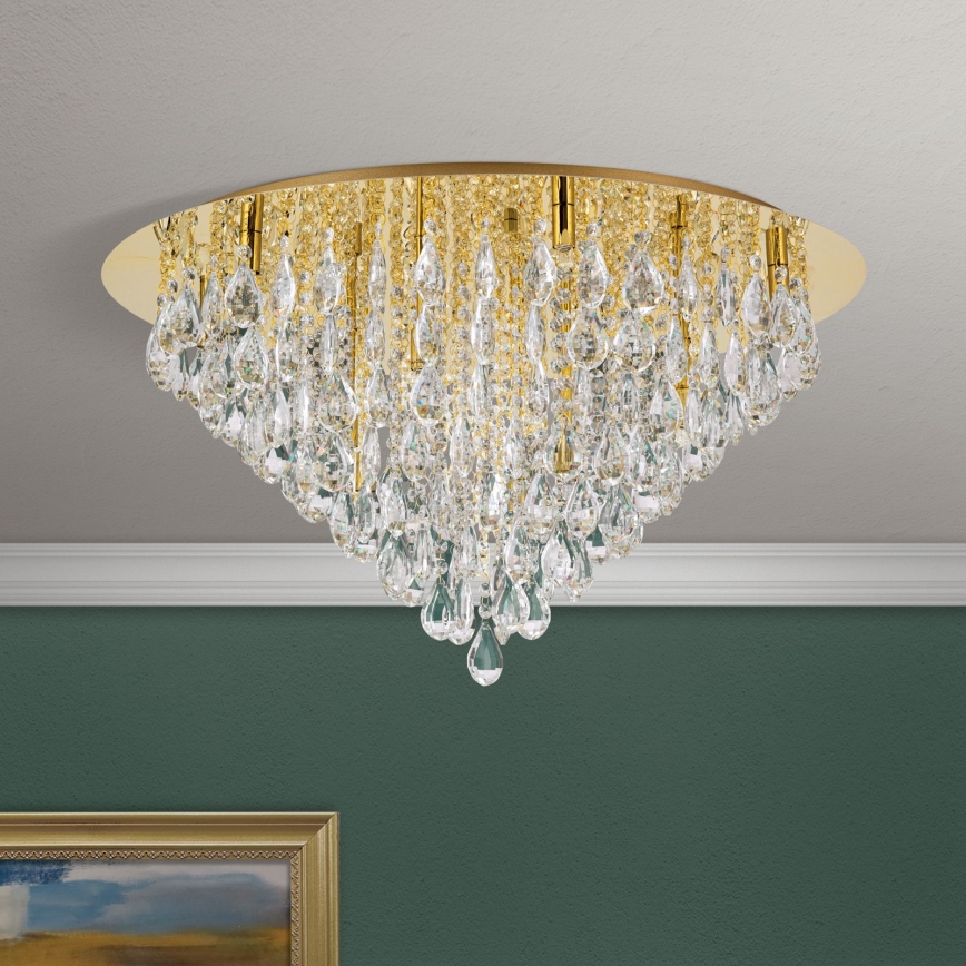Crystal ceiling light CELESTE 12xG9/40W/230V d. 75 cm gold