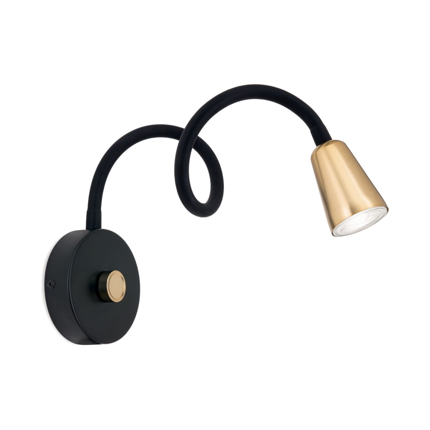 DOTTY Dimmable Flexible Wall Lamp 1x GU10/10W/230V, Black/Brass