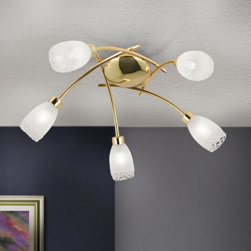 Flush-mount chandelier CARLA 5xG9/28W/230V gold