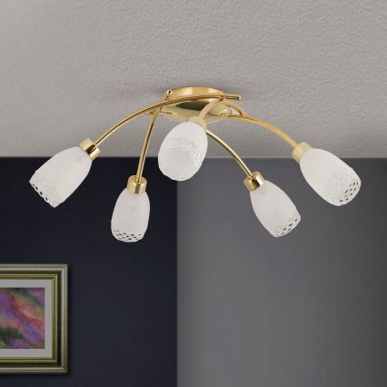Flush-mount chandelier CARLA 5xG9/28W/230V gold