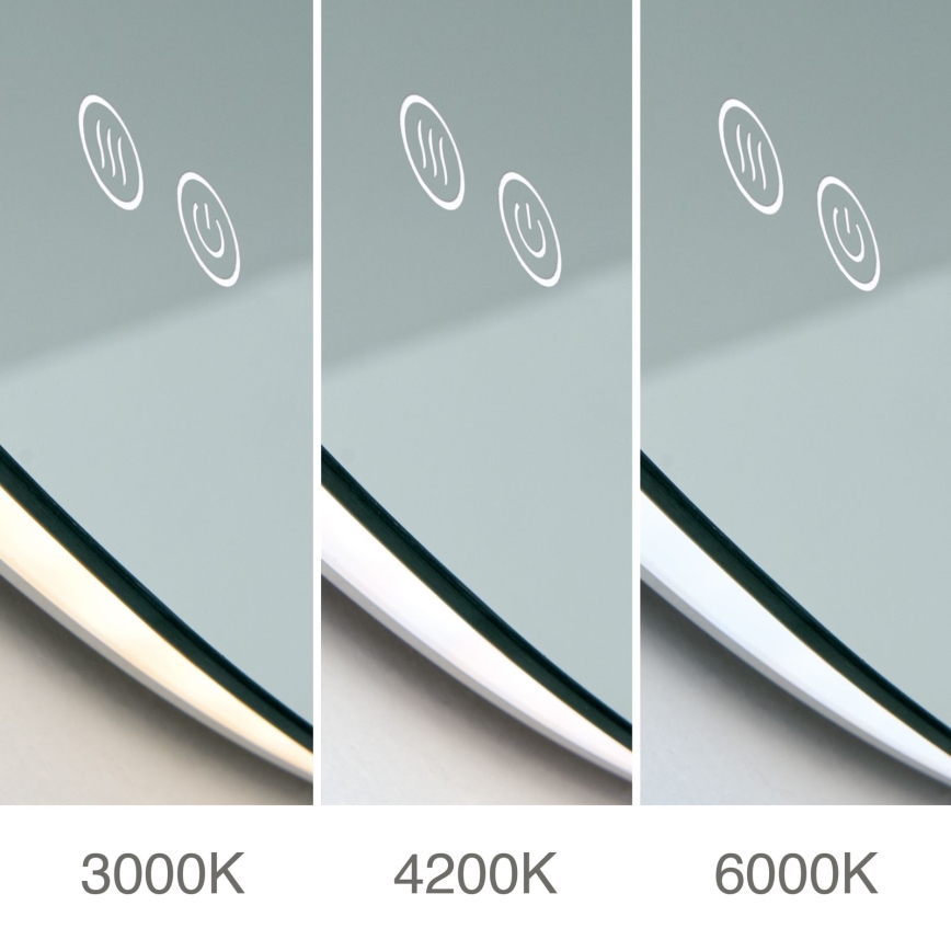 LED heated wall-mounted bathroom mirror with backlighting FOCUS LED/27W/230V 3000/4200/6000K Ø 80 cm IP44