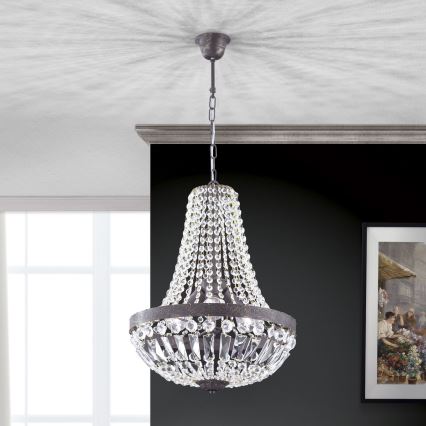 Crystal chandelier on a chain ARILA 3xE27/60W/230V d. 40 cm brown/patina