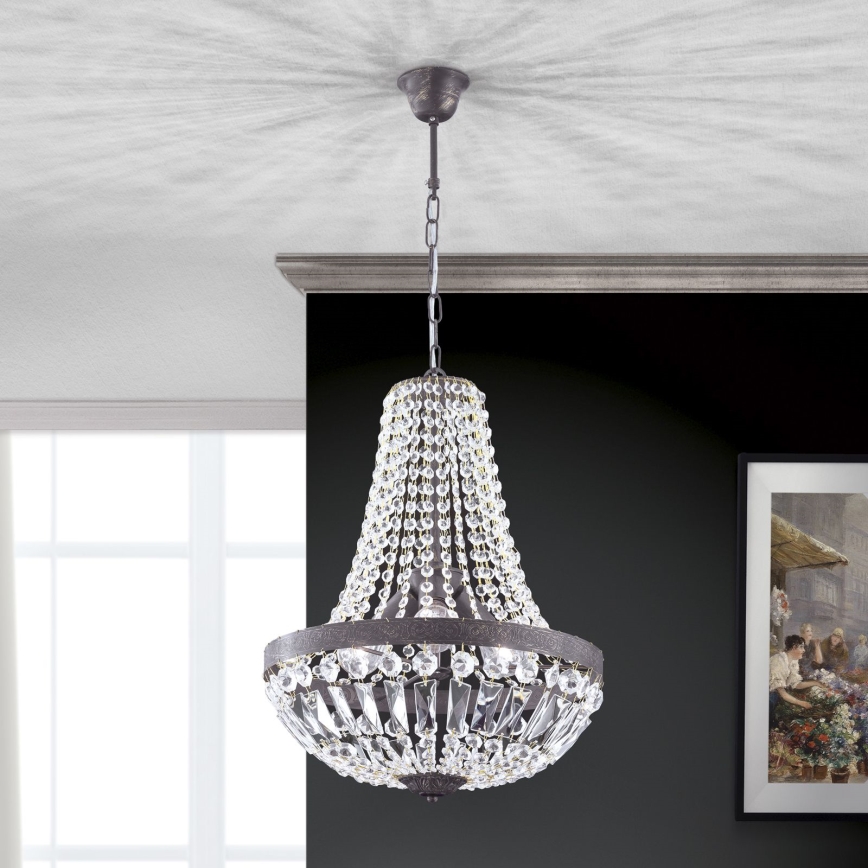 Crystal chandelier on a chain ARILA 3xE27/60W/230V d. 40 cm brown/patina