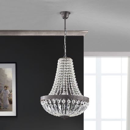 Crystal chandelier on a chain ARILA 3xE27/60W/230V d. 40 cm brown/patina