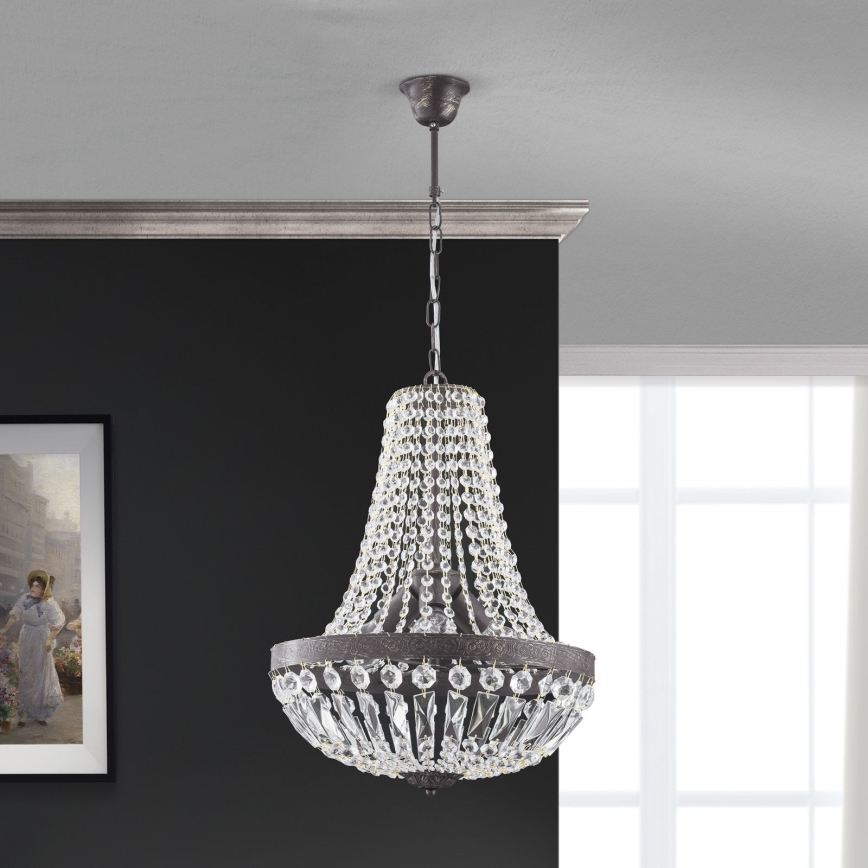 Crystal chandelier on a chain ARILA 3xE27/60W/230V d. 40 cm brown/patina