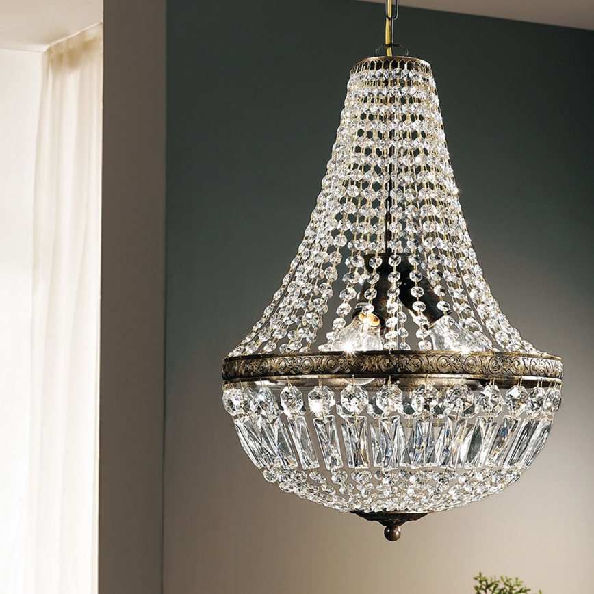 Crystal chandelier on a chain ARILA 3xE27/60W/230V d. 40 cm brown/patina