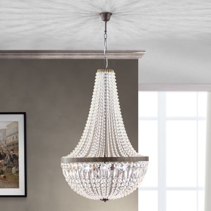 Crystal chandelier on a chain ARILA 6xE27/60W/230V d. 60 cm brown/patina