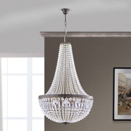Crystal chandelier on a chain ARILA 6xE27/60W/230V d. 60 cm brown/patina