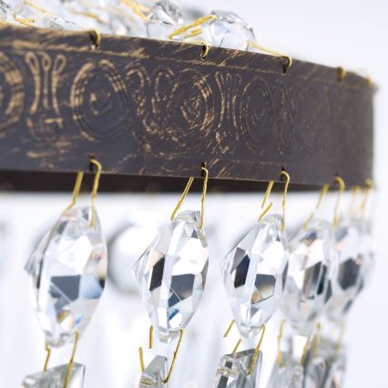 Crystal chandelier on a chain ARILA 6xE27/60W/230V d. 60 cm brown/patina