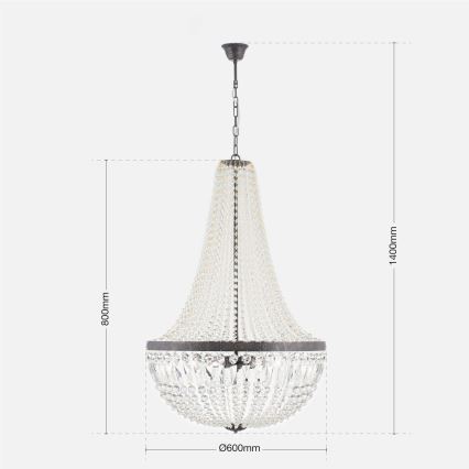 Crystal chandelier on a chain ARILA 6xE27/60W/230V d. 60 cm brown/patina