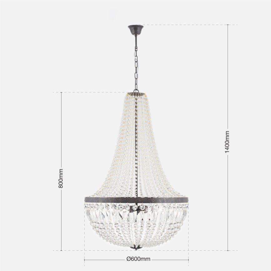 Crystal chandelier on a chain ARILA 6xE27/60W/230V d. 60 cm brown/patina