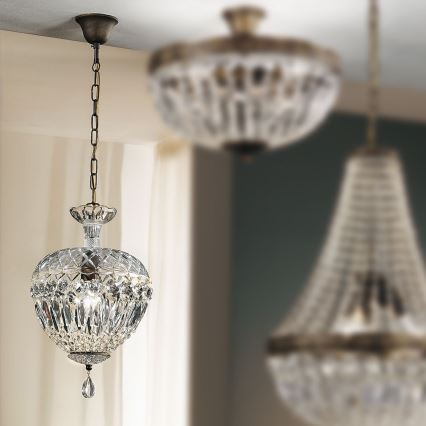 Crystal chandelier on a chain ARILA 1xE27/60W/230V d. 25 cm brown/patina