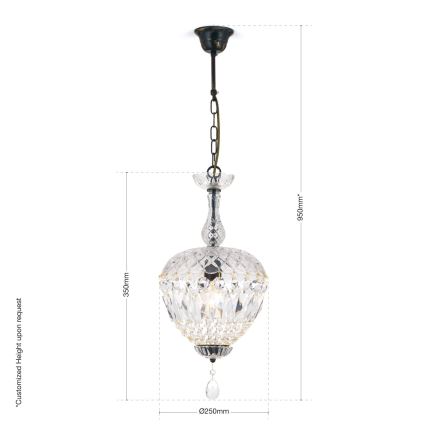 Crystal chandelier on a chain ARILA 1xE27/60W/230V d. 25 cm brown/patina