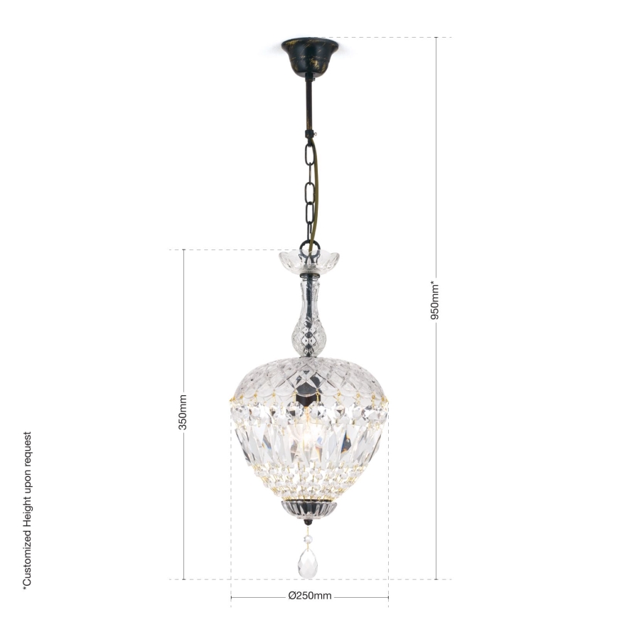 Crystal chandelier on a chain ARILA 1xE27/60W/230V d. 25 cm brown/patina