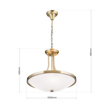 Chandelier on a chain AIDA 3xE27/60W/230V d. 39,5 cm brass