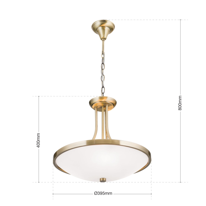 Chandelier on a chain AIDA 3xE27/60W/230V d. 39,5 cm brass