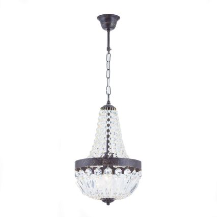 Crystal chandelier on a chain ARILA 1xE27/60W/230V d. 25,5 cm brown/patina
