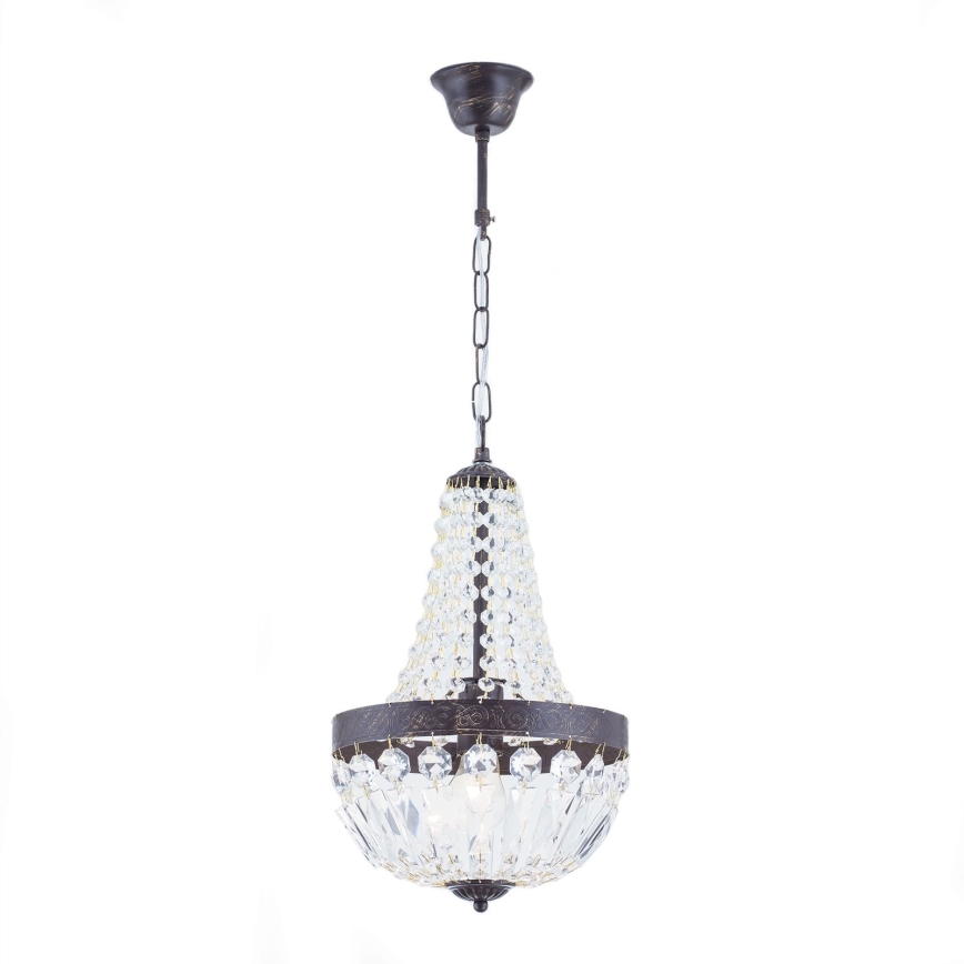 Crystal chandelier on a chain ARILA 1xE27/60W/230V d. 25,5 cm brown/patina