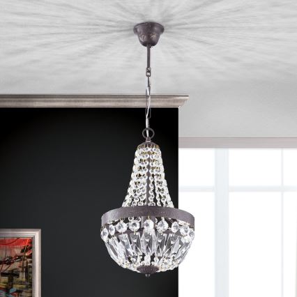Crystal chandelier on a chain ARILA 1xE27/60W/230V d. 25,5 cm brown/patina