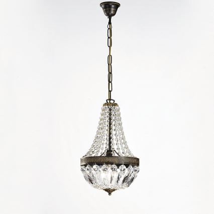 Crystal chandelier on a chain ARILA 1xE27/60W/230V d. 25,5 cm brown/patina