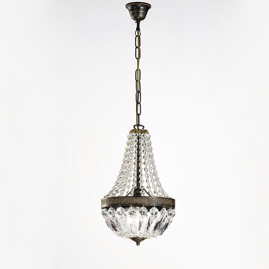 Crystal chandelier on a chain ARILA 1xE27/60W/230V d. 25,5 cm brown/patina