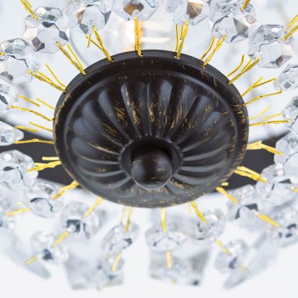 Crystal chandelier on a chain ARILA 1xE27/60W/230V d. 25,5 cm brown/patina