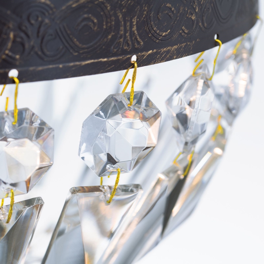 Crystal chandelier on a chain ARILA 1xE27/60W/230V d. 25,5 cm brown/patina