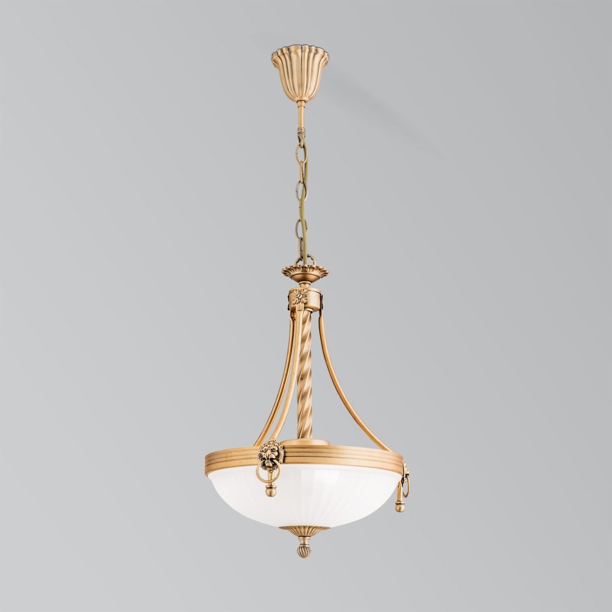 Chandelier on a chain ROCCA 3xE27/60W/230V d. 32 cm bronze/white
