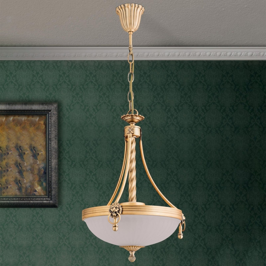 Chandelier on a chain ROCCA 3xE27/60W/230V d. 32 cm bronze/white