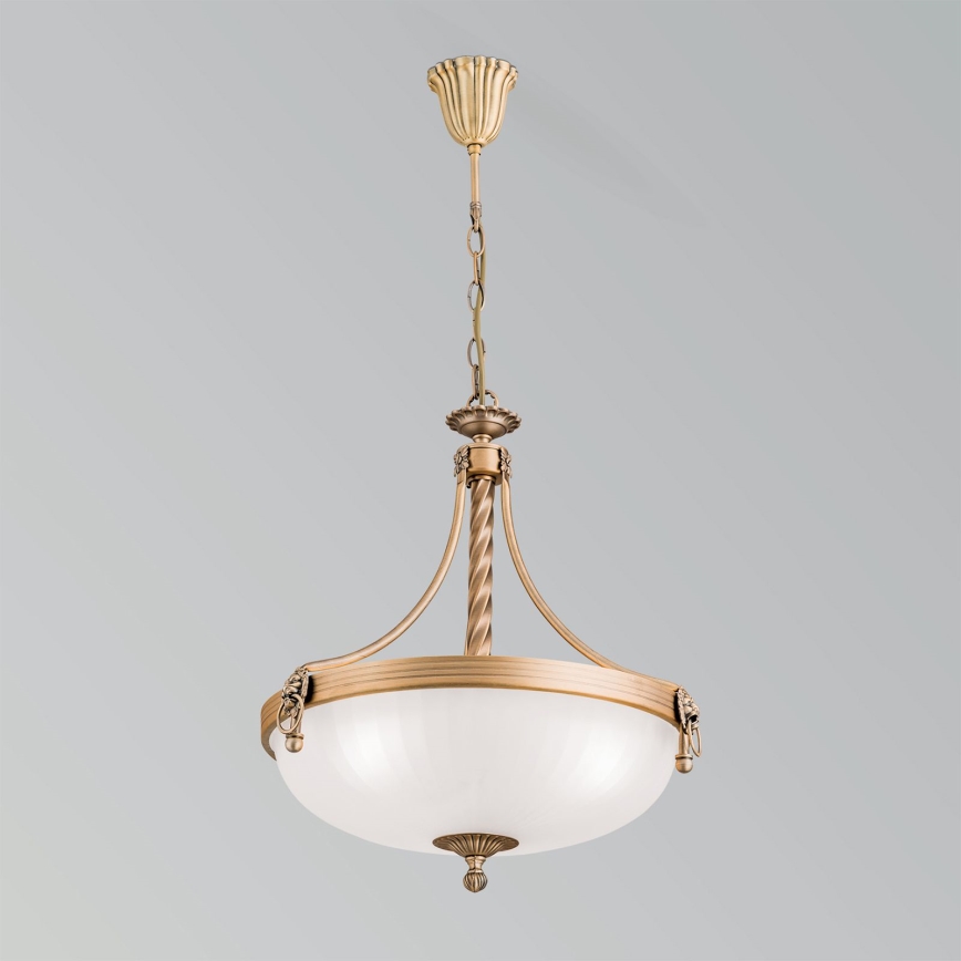 Chandelier on a chain ROCCA 3xE27/60W/230V d. 42 cm bronze/white