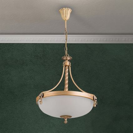Chandelier on a chain ROCCA 3xE27/60W/230V d. 42 cm bronze/white