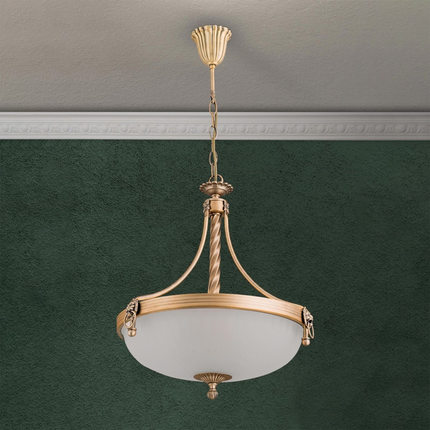 Chandelier on a chain ROCCA 3xE27/60W/230V d. 42 cm bronze/white