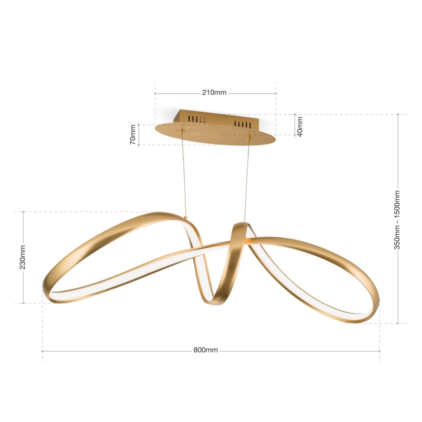 LED Dimmable chandelier on a string CIRCUS LED/36W/230V gold