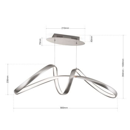 LED Dimmable chandelier on a string CIRCUS LED/36W/230V silver